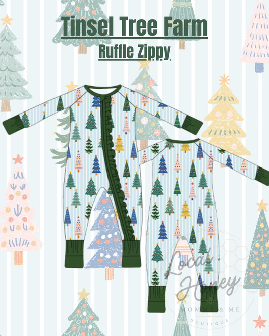 Pre order Ruffle Zippy Tinsel Tree Farm