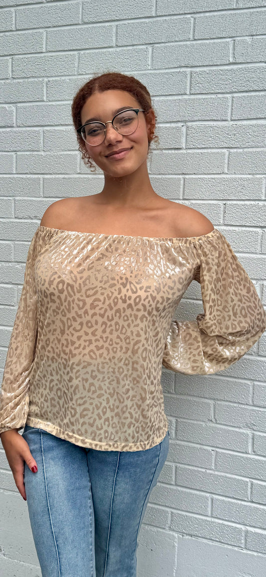 Off The Shoulder Cheetah Top
