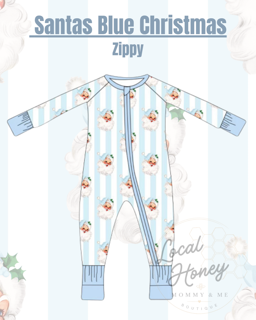 Pre order Santa’s Blue Christmas Zippy