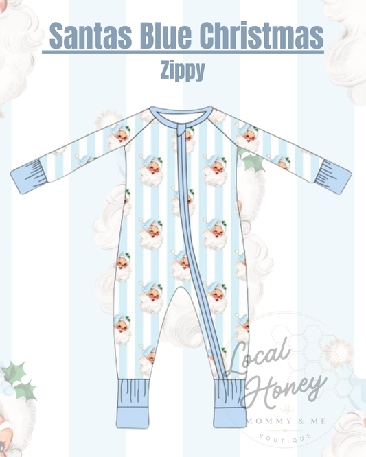 Pre order Santa’s Blue Christmas Zippy