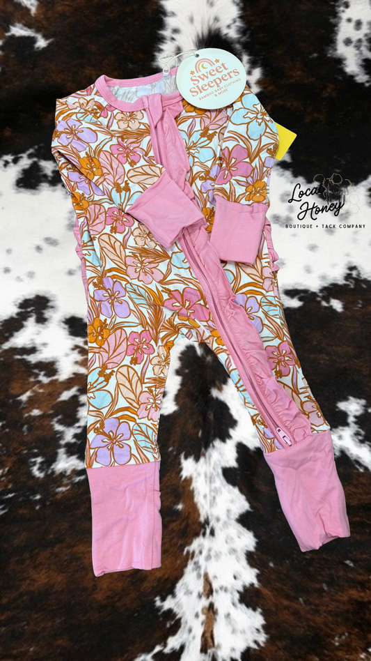 Floral Ruffle Butt Zippie