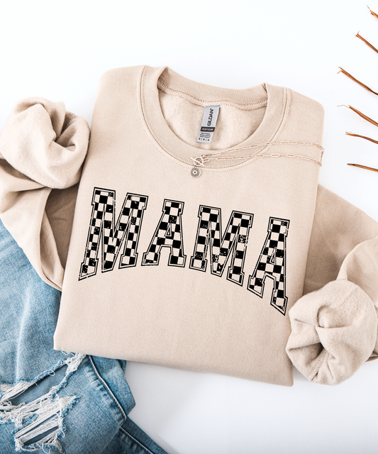 Black Checkered Mama Crewneck